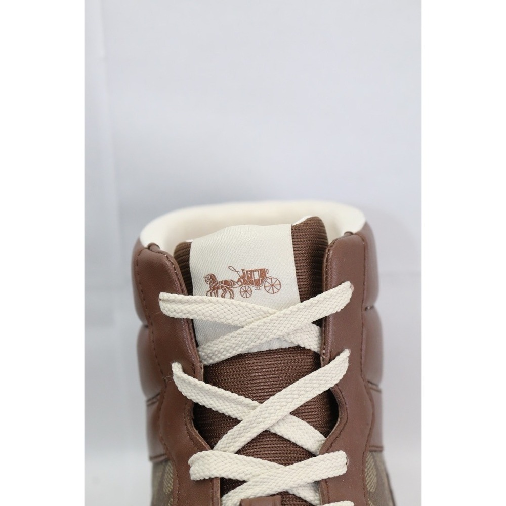 COACH CC736 Mens Clip Court High Top Sneaker In Signature Canvas Saddle Sz 12 - Picture 4 of 16